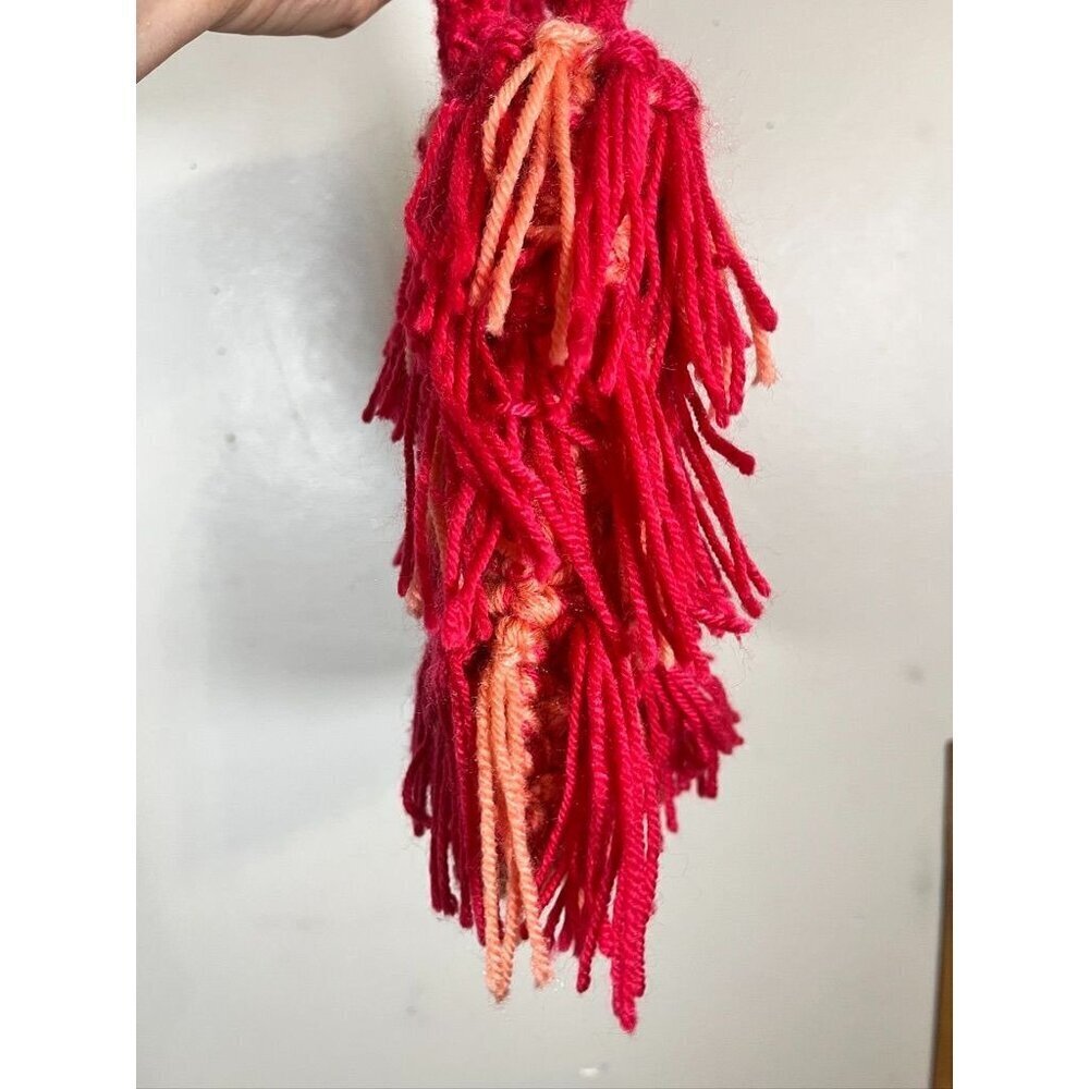 Handmade Crocheted Fringe Bag Pink S Fringe Retro Boho HIppie Indie Folk Artsy - Picture 4 of 10